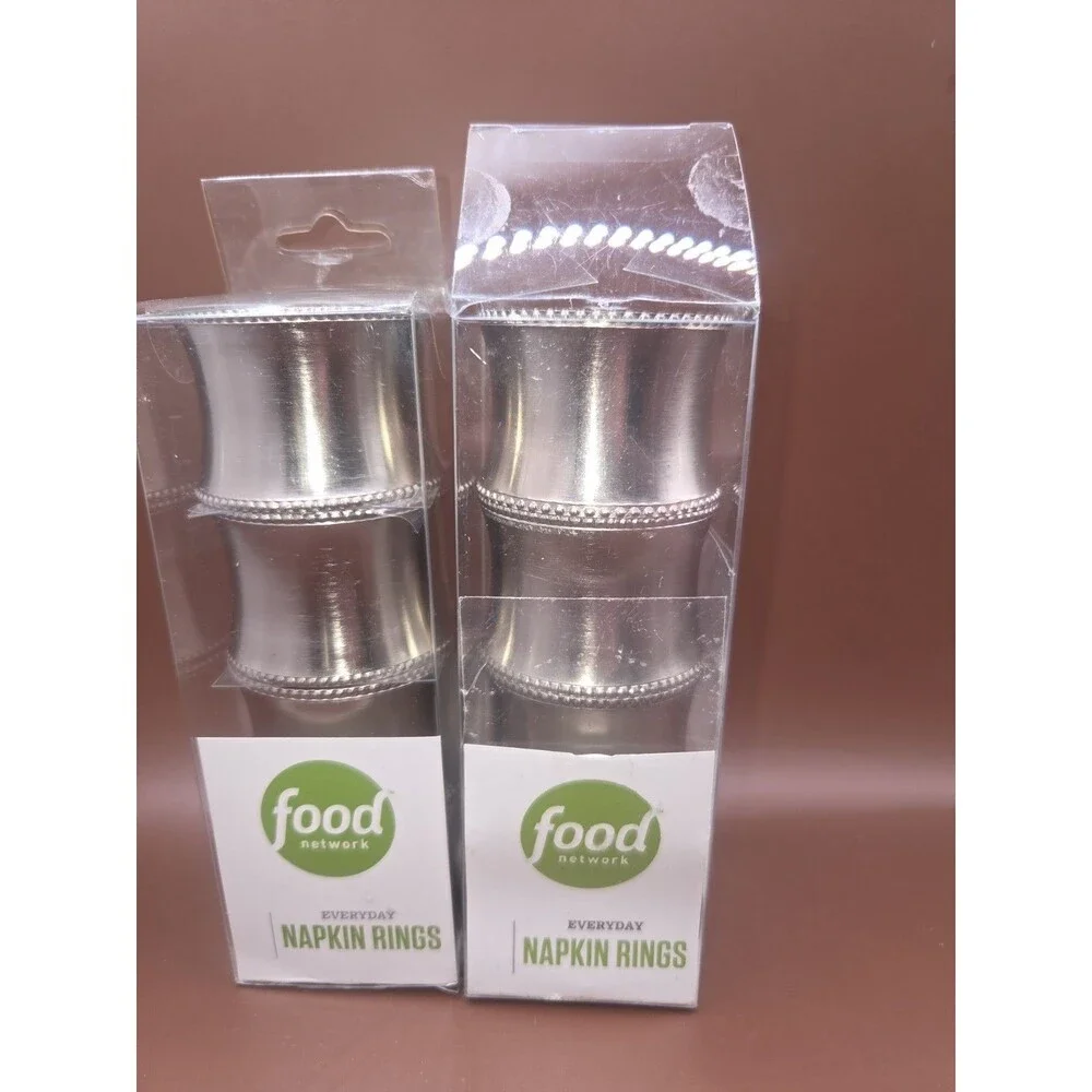 Martha Stewart Food Network Napkin Rings Silver Tone Lot Of 8